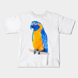 blue throated macaw parrot bresil watercolor art print Kids T-Shirt